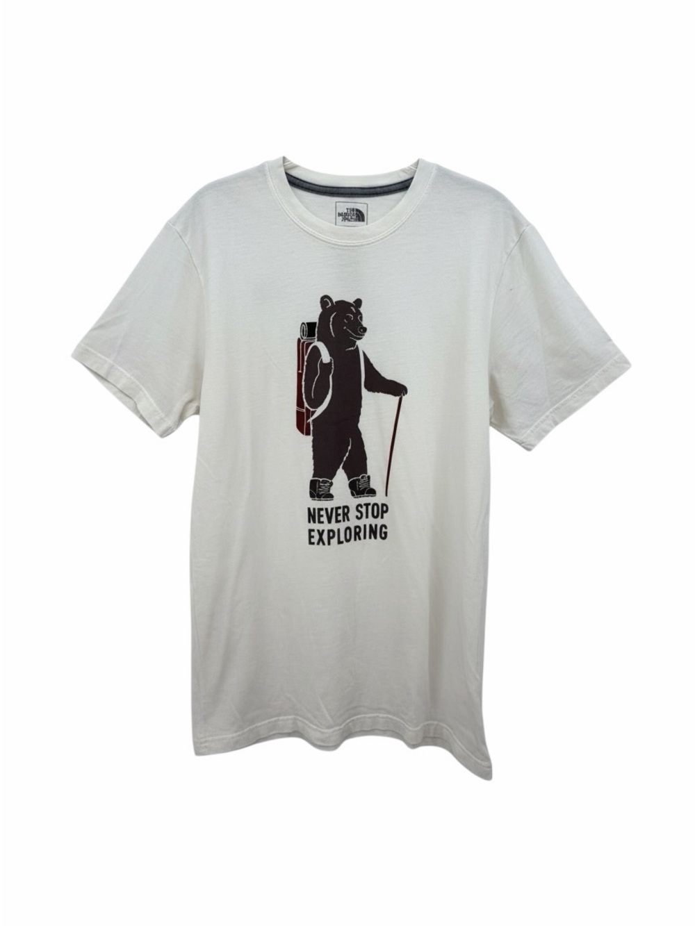 The North Face White Graphic 'Never Stop Exploring' Bear Tee